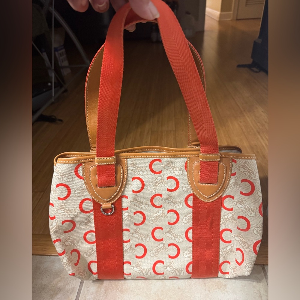 Celine 2 Way Bag Orange and Cream/Tan